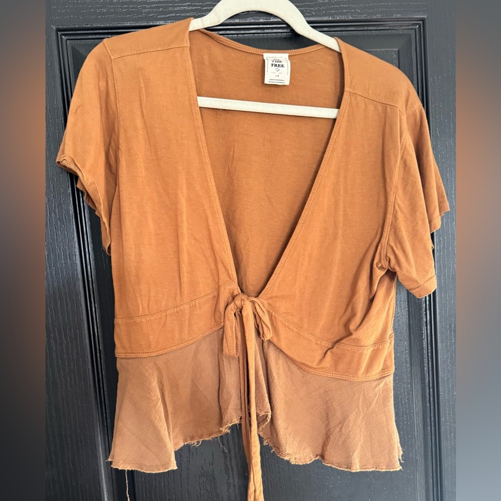 We The Free Rust Tie-Front Blouse